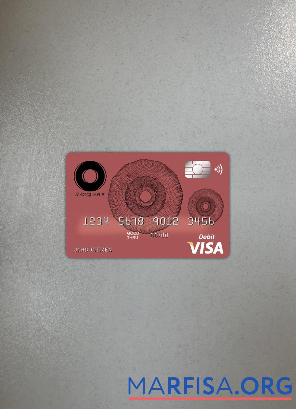 Printable Australia Macquarie bank visa card photolook front example